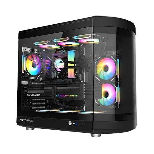 Tortox Vidrio Curved Tempered Glass ATX/M-ATX/Mini-ITX Gaming PC Case