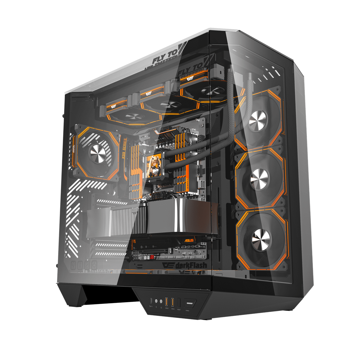 Darkflash DY470 ATX/MATX/ITX Triple Glass Gaming PC Case