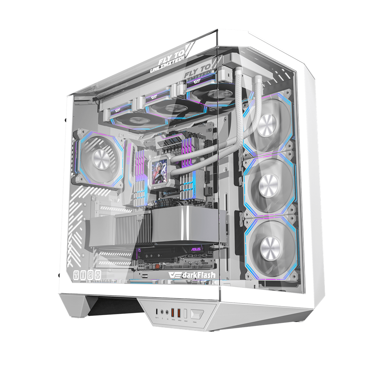 Darkflash DY470 ATX/MATX/ITX Triple Glass Gaming PC Case 